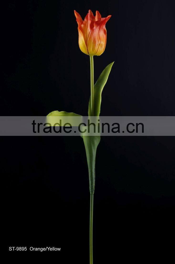42 cm PVC Real Touch Tulip Spray with 2 Leaves Artificial Flower