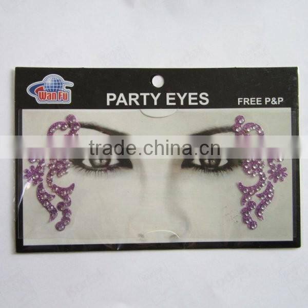 Custom amazing sexy crystal stone eye sticker glitter makeup jewellry face sticker eye decoration factory