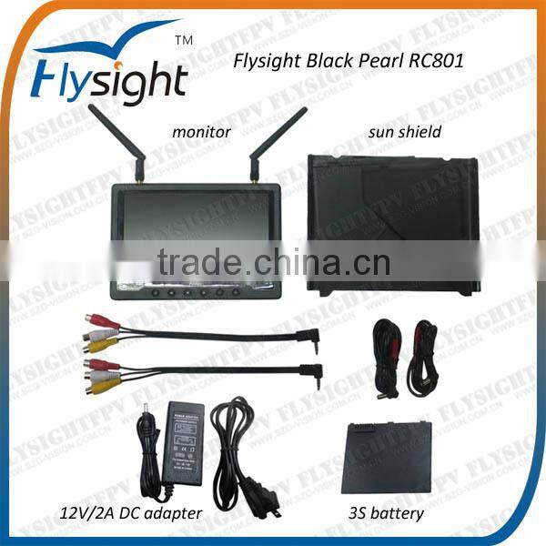 C653 Flysight black pearl diversity 7'' monitor RC801 with built-in 5.8g av receiver and battery for dji phantom