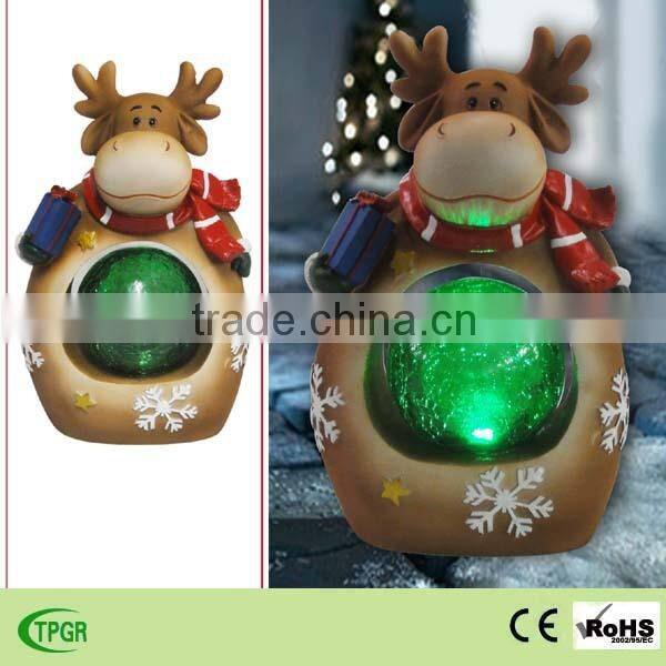 christmas ornaments polyresin snowman with glass ball led lights
