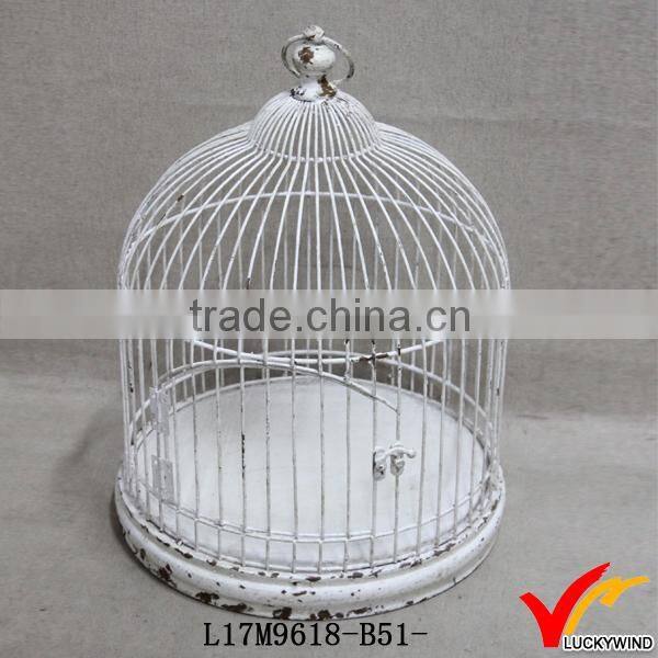 metal wire shabby white mini bird cage lantern