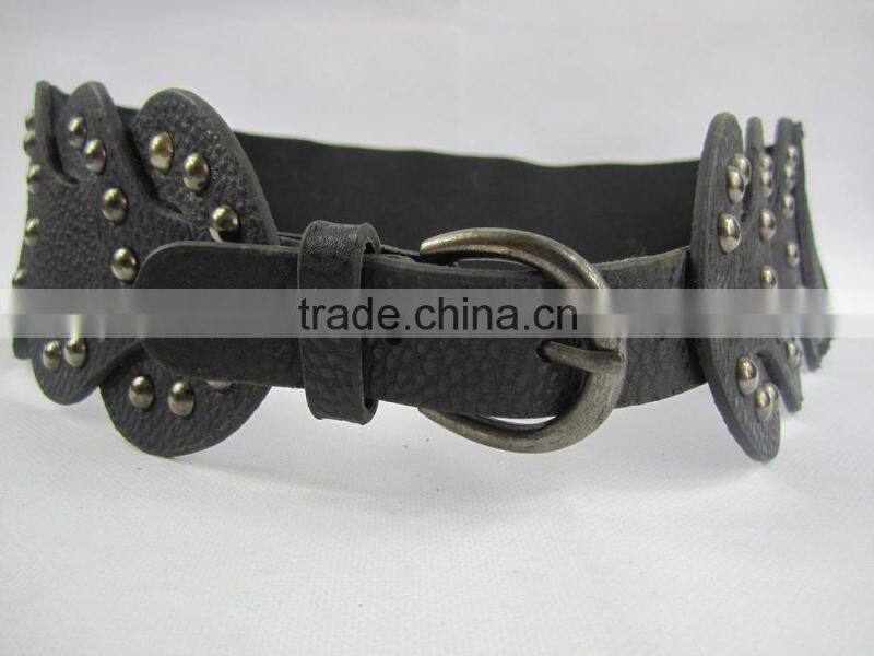 2016 new PU elastic with stud belt for women dress