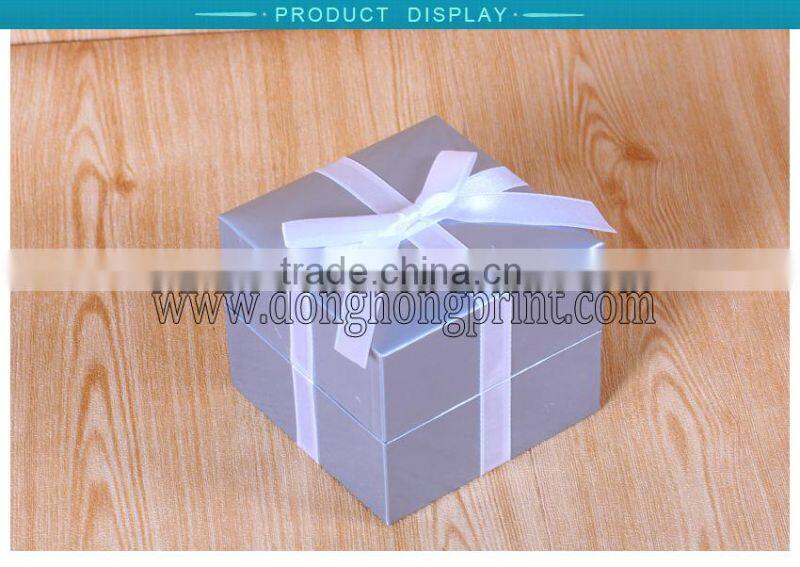 Nice silver foil ribbon paper boxes for gift