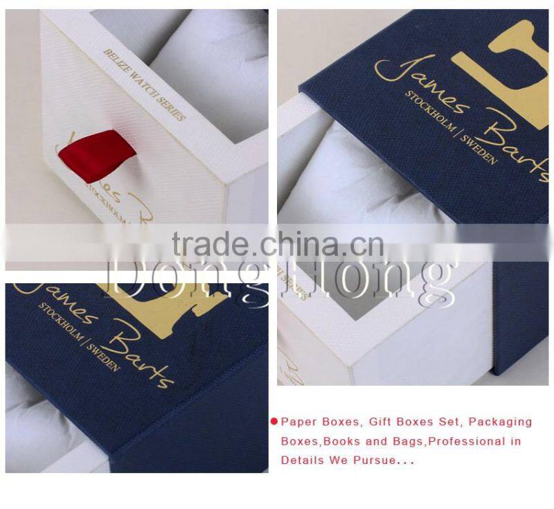 Rigid paper cardboard luxury design custom logo watch drawer box