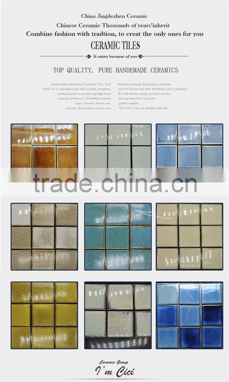 Indoor design blue ceramic mosaic for swimming pool CC-Z012