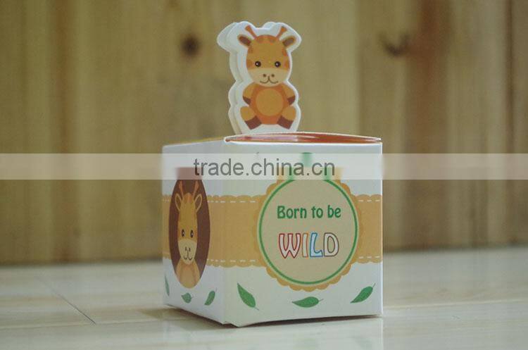 Lovely selva animals paper candy box for baby shower
