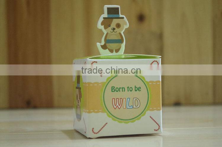 Lovely selva animals paper candy box for baby shower