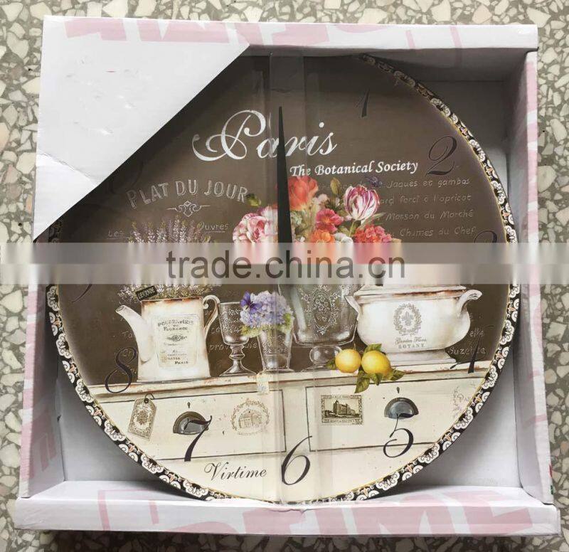 16 inch High quality and big size home decoration MDF map wall clock