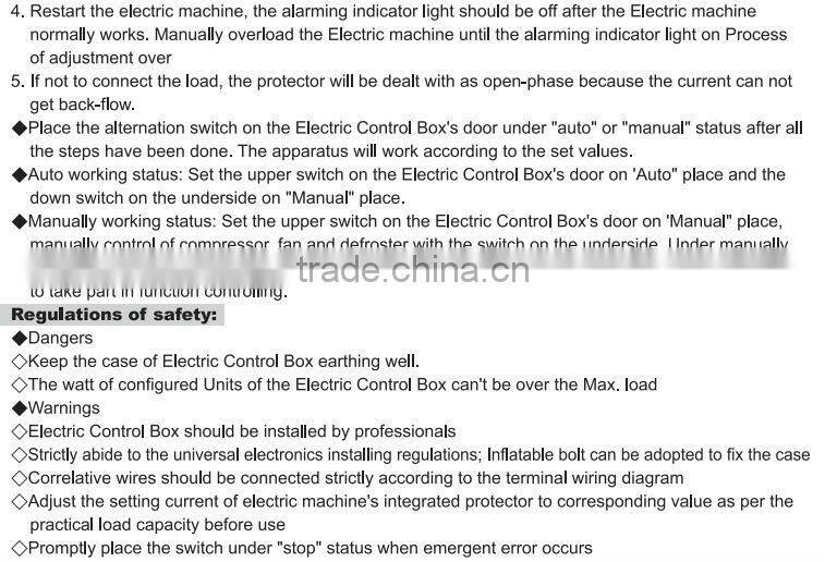 Cold Room Control Panel , Electrical Distribution Control Box , ECB30