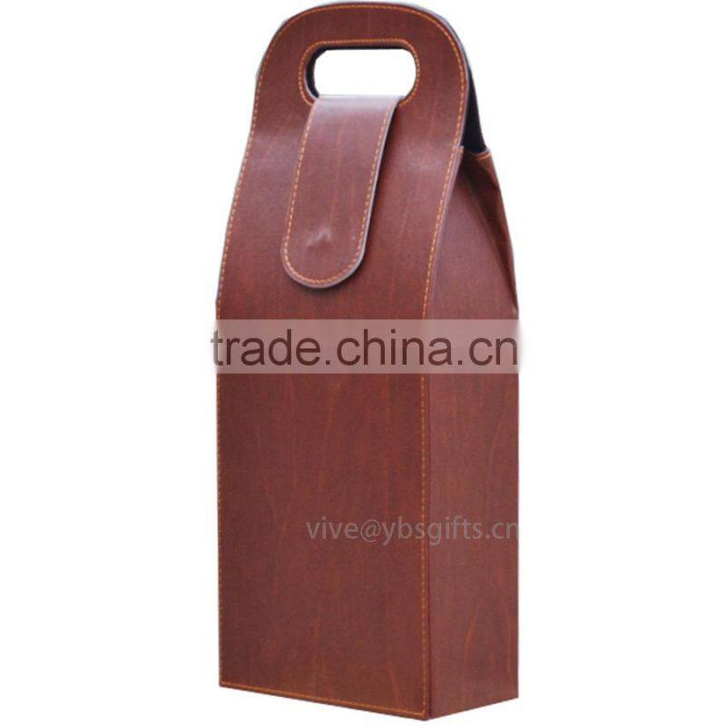 high quality black leather wine bag