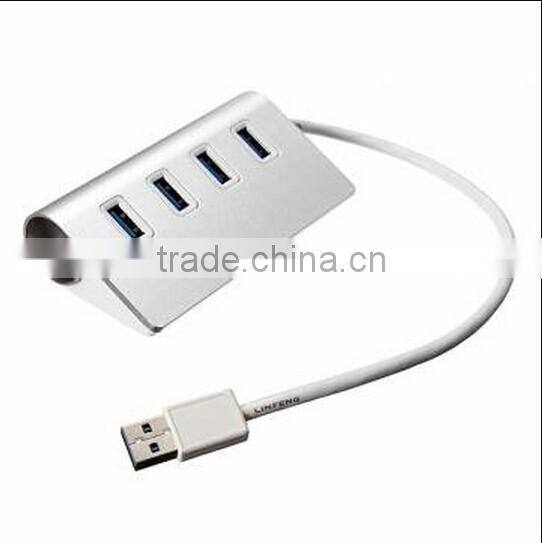 New Portable USB 3.0 4 Port Aluminum USB Splitter Hub With USB Cable