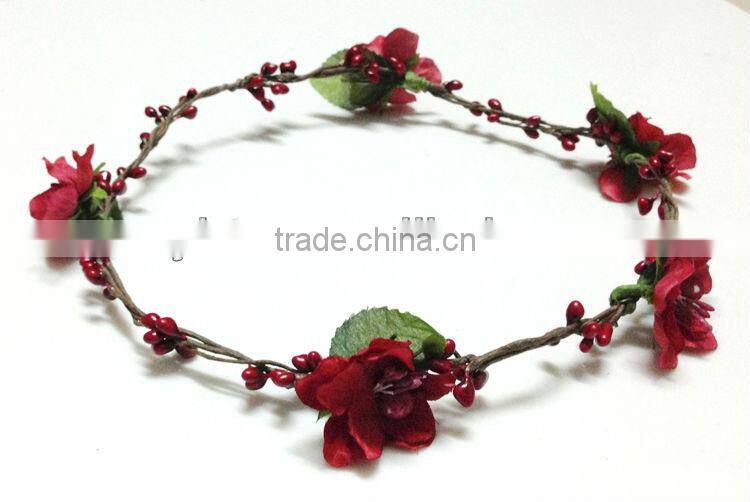 Artificial Red Peony Flower Wreath For Bridal Wedding Head Wreath