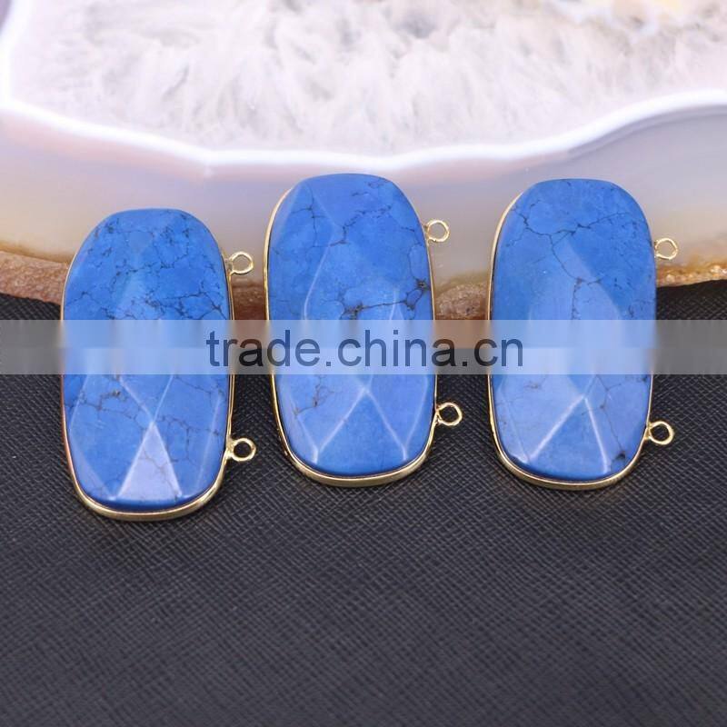 Howlite Turquoise Jewelry Gold plated Druzy Faceted Gemstone Pendant