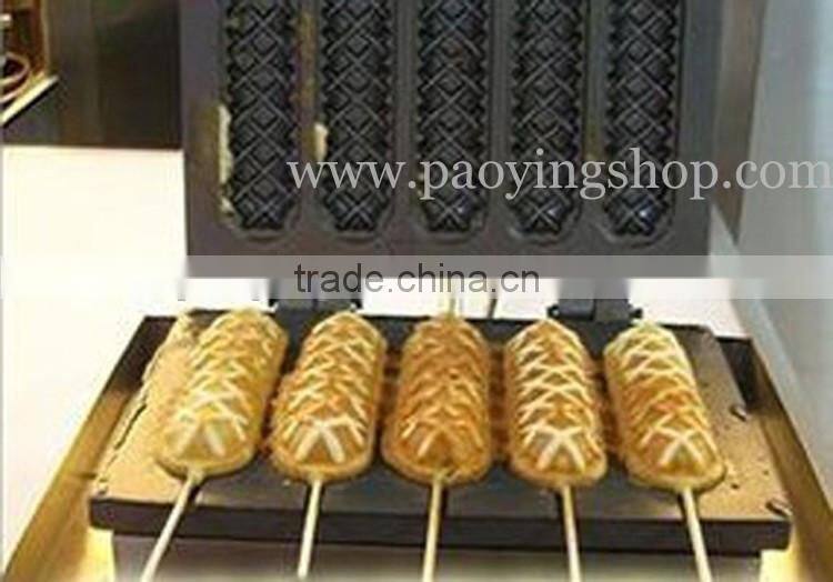 Commercial Use Non-stick 110v 220v Electric 5pcs French Hot Dog on A Stick Lolly Waffle Maker