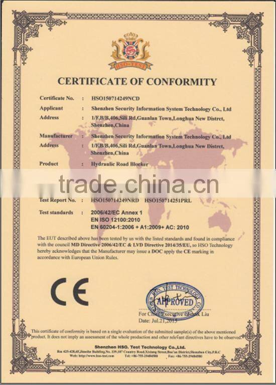 Hydraulic electronic heavy duty road barriercade parking blocker