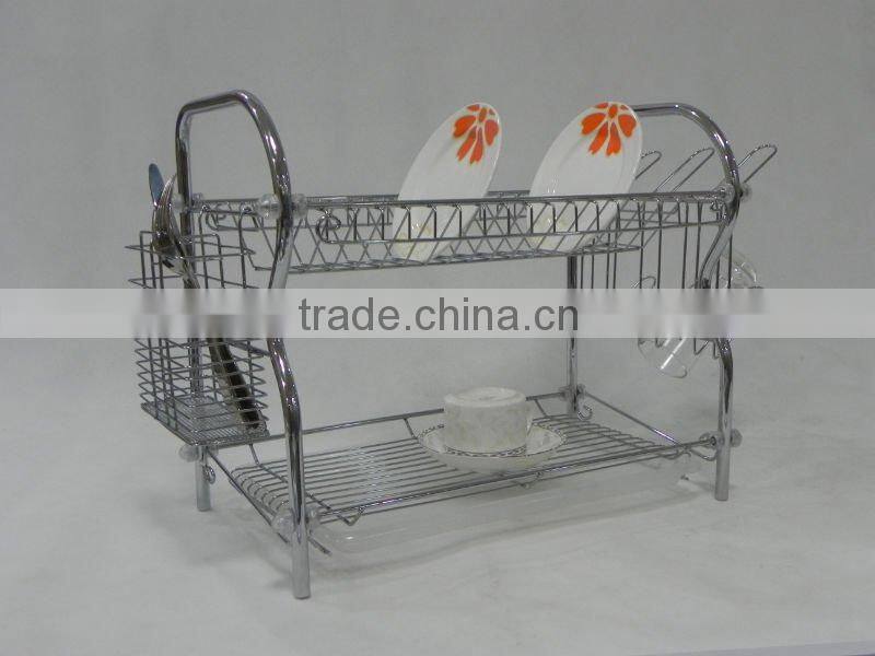 2 tier dish rack with 9 shape and two trays