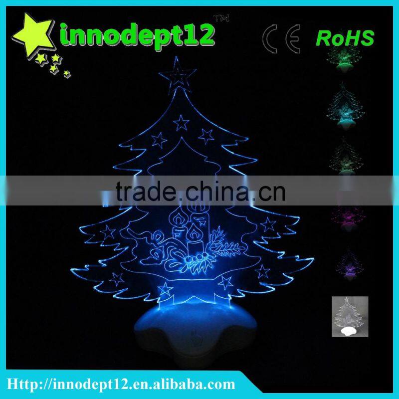 Christmas gift 3D illusion led optical night light, tree shape Christmas decoration