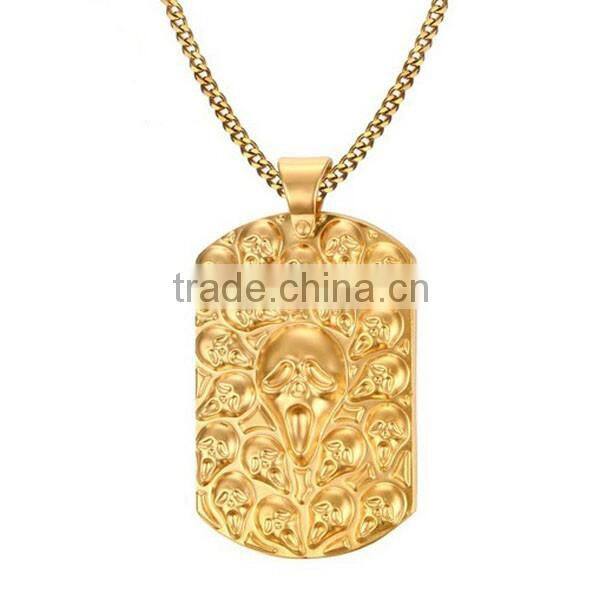 Men's Jewelry Gold Plating Skulls Pendant Necklace 2016 Punk