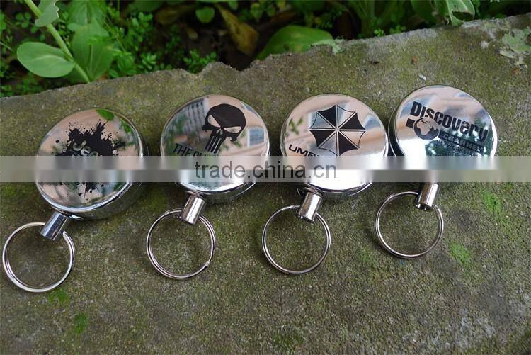Promotion gifts Wholesale cheap OEM metal retractable keychain key finder