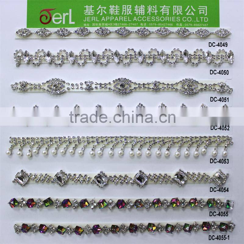 Clear Silver Crystal Glass Rhinestone Chain Sewing Banding Wedding Trims