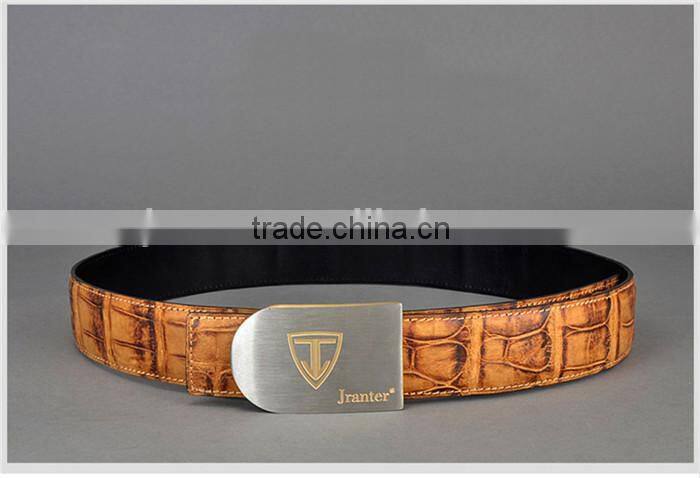 Fashion Genuine Crocodile Leather Skin Men Belt Stainless Steel Buckle Adjustable