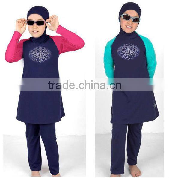 Wholesale Simple Style One Piece Cute Children Muslim Swimwear