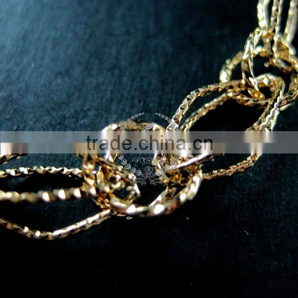 19cm 14K light gold plated brass faceted rhombic link fashion DIY bracelet supplies 1900072