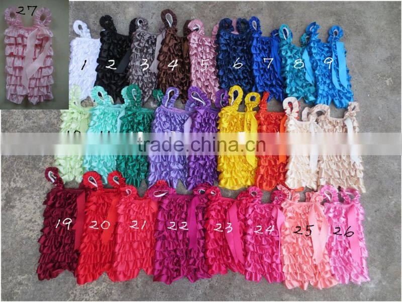 Hot sale Fashion/ Pretty/ Soft Ruffled Rompers Baby Sleeveless Rompers/ Bodysuit Best Posh Petti Ruffle Lace And Satin Rompers