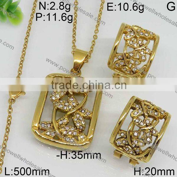 Hot stainless steel jewelry wholesale 18k gold plated jewelry set