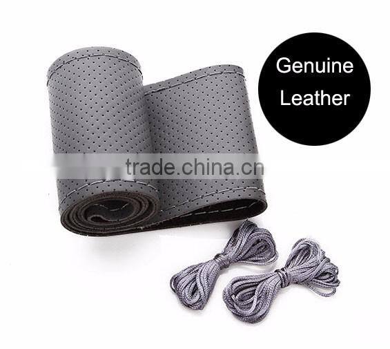 Free gifts Genuine Leather Car Steering Wheel Cover for Automobile Sales Servicshop 4S