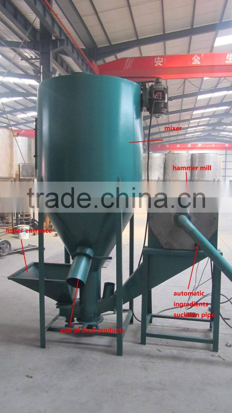 China best selling fully automatic feed mill and mixer for 500kg/h
