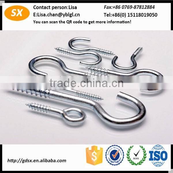 Dongguan fastener manufacturer decorative metal hooks/various screw hook/SS304 metal loop hook