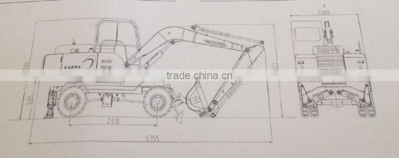 Wolwa DLS880-9A 8t Wheeled Hydraulic Excavator with Bucket