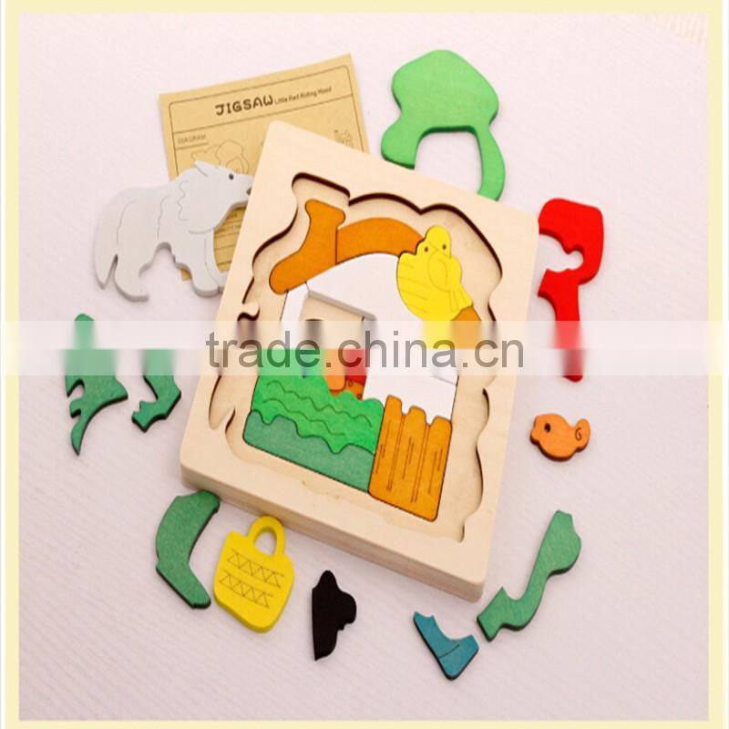Wooden toy colorful jigsaw puzzles multi layer story puzzles educational puzzle for preschool children