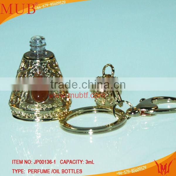 Glass Jewelry Gold Keyring Glass Essential Oil Bottle