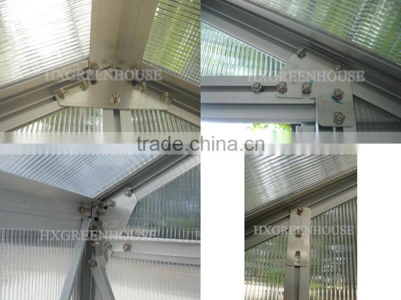 Popular hot sale China latest model aluminium garden greenhouse withstand heavy winds and snows