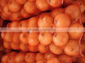 green mesh bag packing onion potato