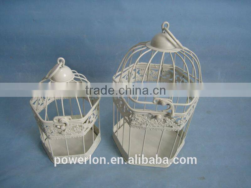 2014 NEW design Elegant patio decoration metal S/2 bird cage flower holder