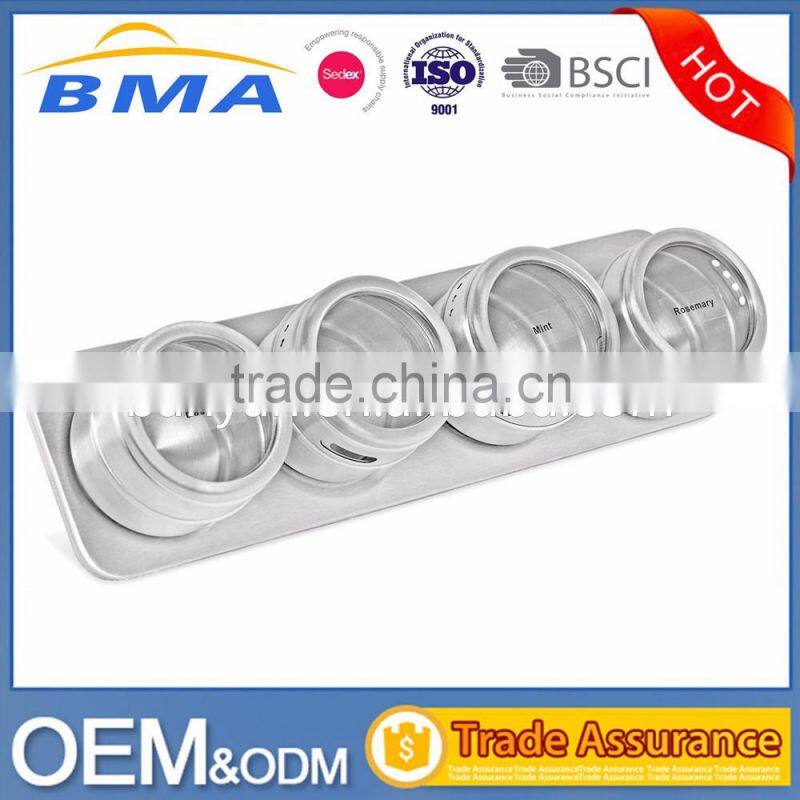 4 Pcs Stainless Steel Salt and Pepper Cruet Condiment Holder Magnetic Spice Set