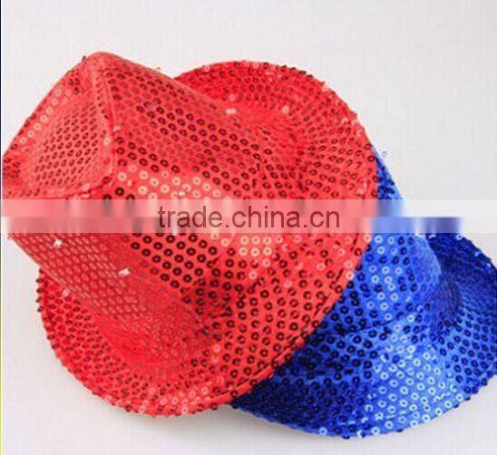 Hot-selling Factory Cheap Christmas Events Party Supplies LED Flashlight Colorful Hat Luminous Jazz Hat Sequin LED Hat