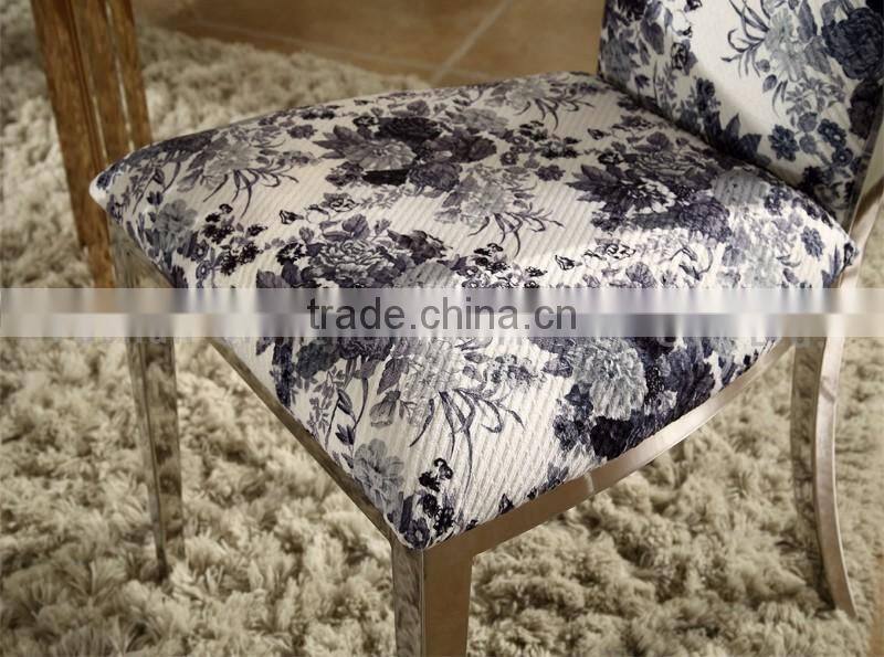 painting fabric cover mirror silver stainless steel dining chair