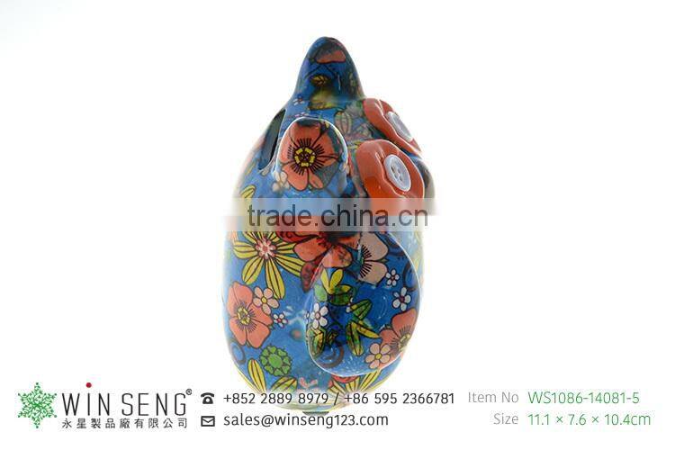 coin holder owl shape flower patterns ceramic animal piggy bank for decoration
