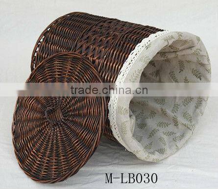 willow laundry basket with lid and cotton linning