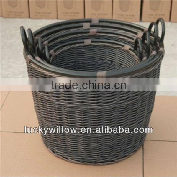 durable large wicker basket with metal handle