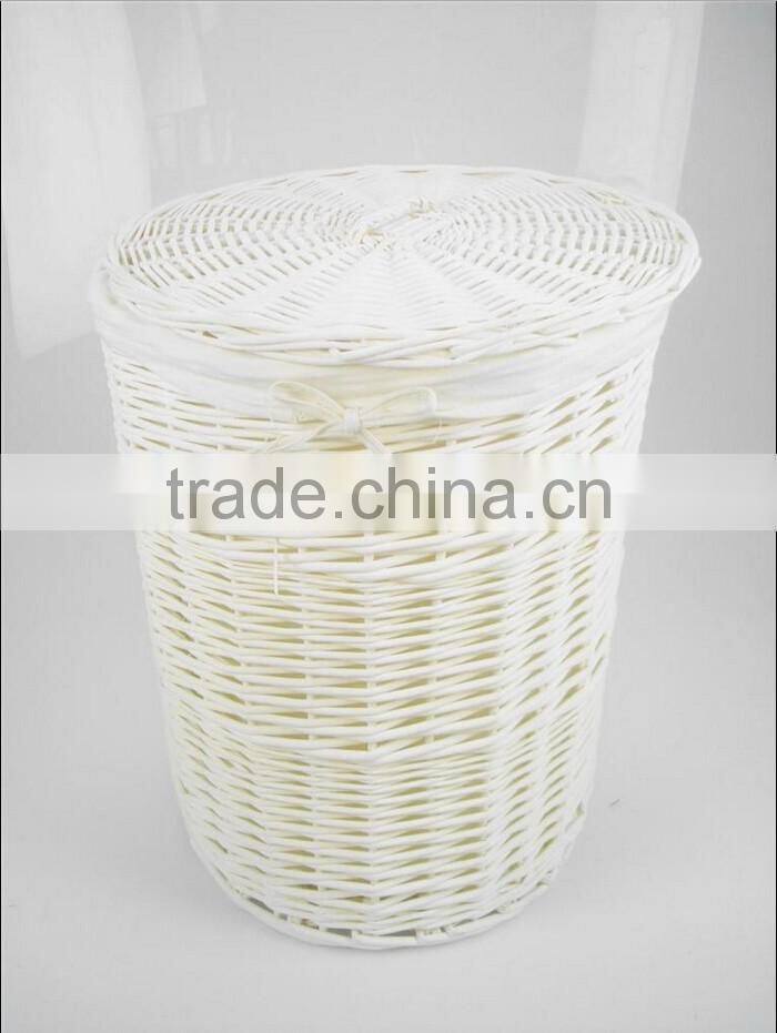 willow weave white wicker laundry basket