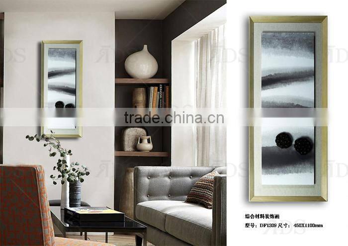 Frame handmade lotus pod water color canvas wall art for home decoration