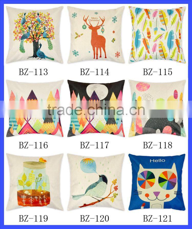 Cute Cat Patterns Printing Linen Cloth Fabric Pillow Cover Wholesale