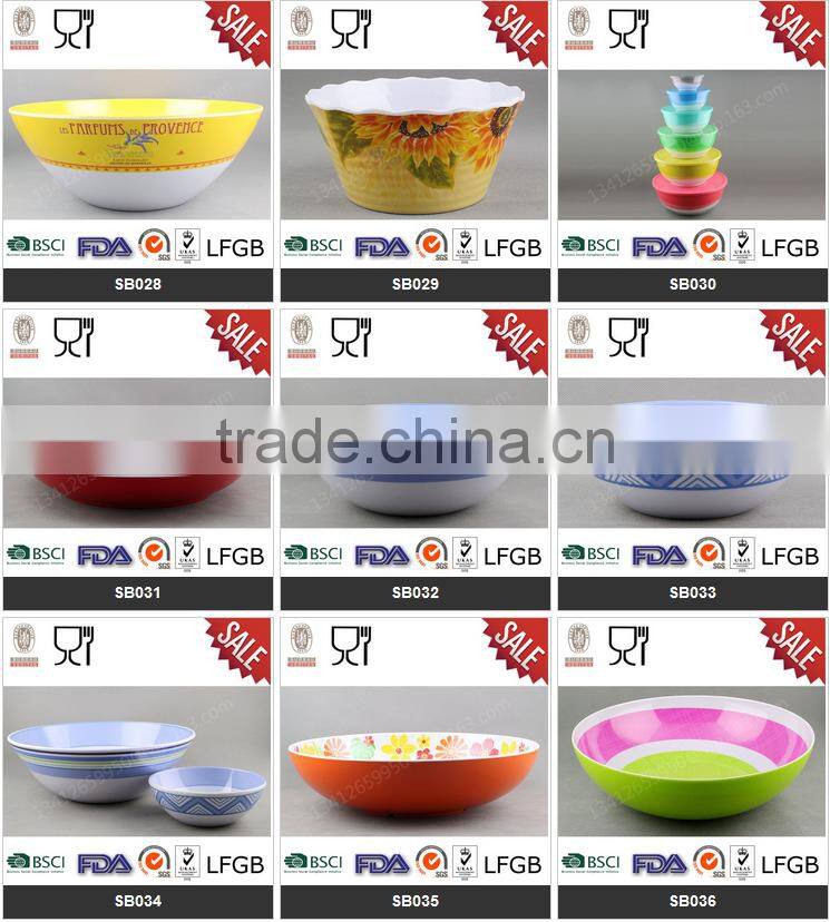 100% melamine high quality white solid color soup tureen bowls with wave design