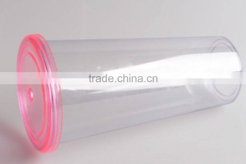 Single Wall Clear Transparent 16oz Plastic Tumbler With Straw And Lids