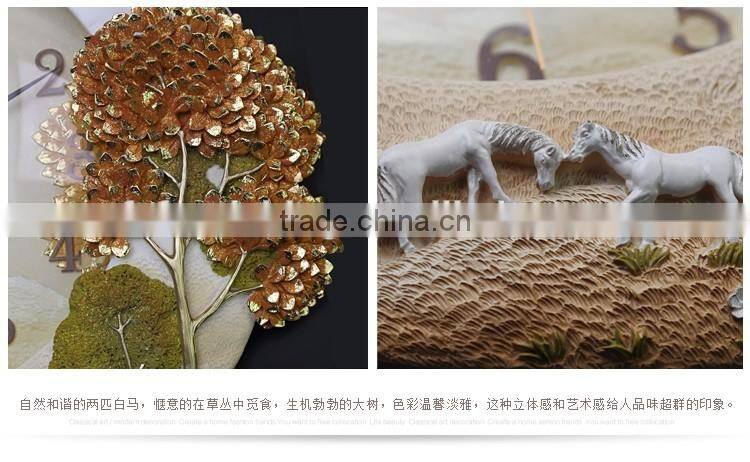 M20A Momoda Living room dining room Creative fancy elegant 3D tree wall clock quartz home decoration gold silver art wall clock